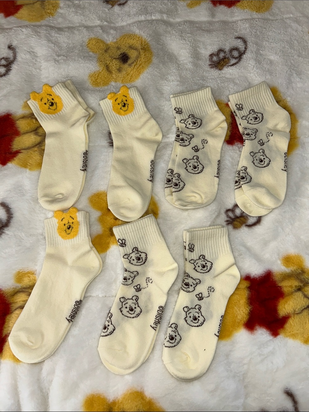 Primark Cream Winnie-The-Pooh Crew Socks 7 Pack